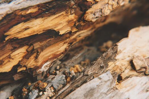 Detailed close-up view of weathered tree bark textures photo