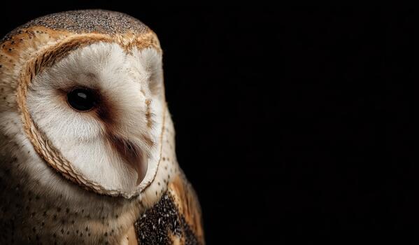 Barn owl close-up in dark setting with soft details photo