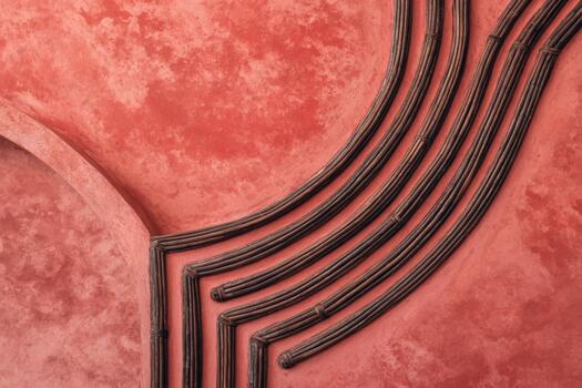Colorful wall design with curved lines and texture photo