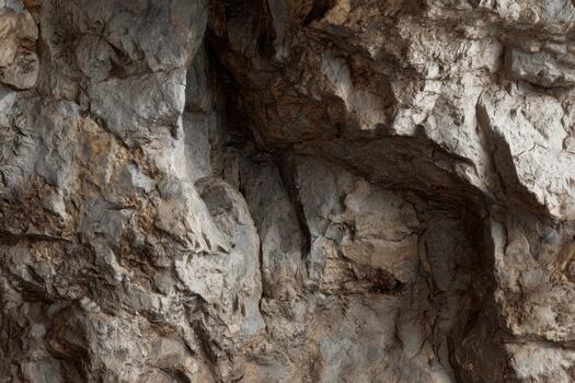 Close-up view of textured rock formations in daylight photo