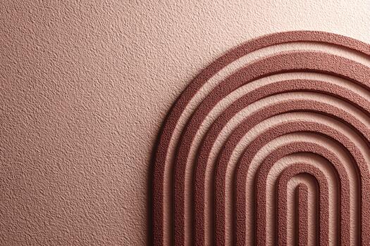 Curved textured patterns on a blush wall create depth photo