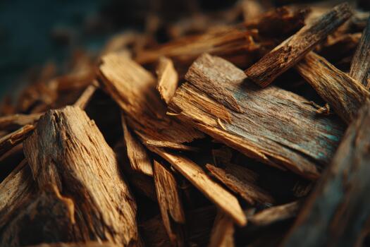 Wooden chips arranged in a textured pattern on a surface photo