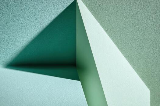 Geometric shapes create shadows in soft green tones photo