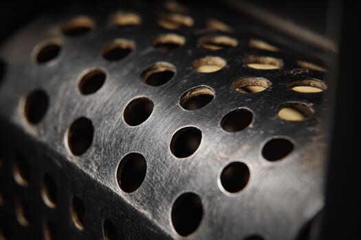 Close-up view of a metallic mesh structure in use photo