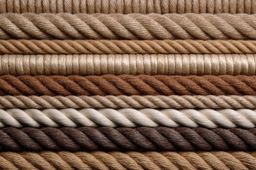 Different shades of rope in various textures and colors photo