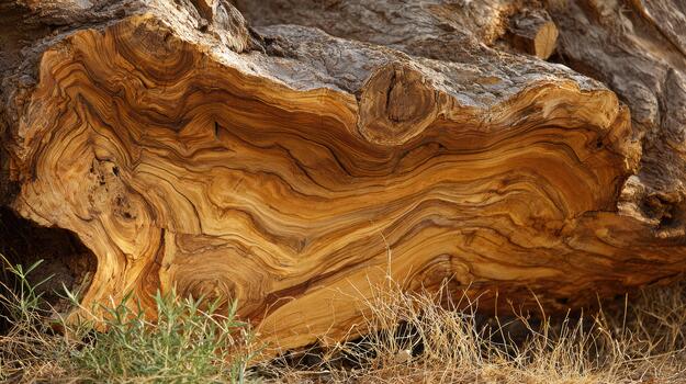 Unique patterns seen in a wooden log in nature photo