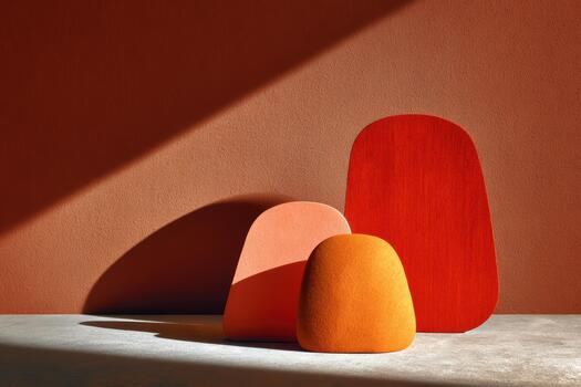 Colorful abstract shapes create a warm, modern display photo