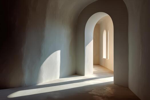Beautiful light and shadows in a simple architectural space photo