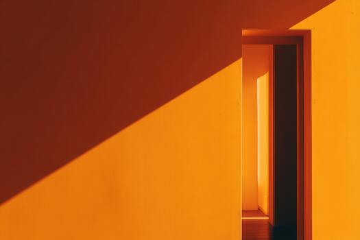 Orange walls and light create a warm atmosphere indoors photo