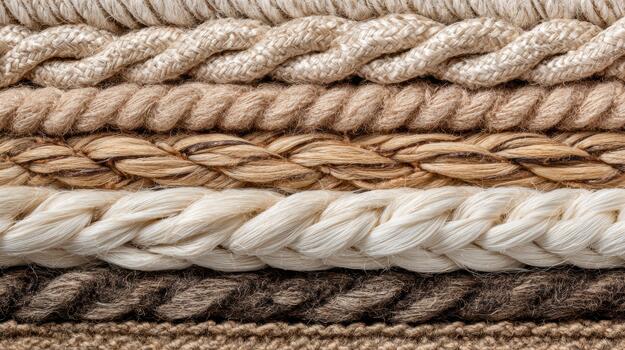 Natural fibers create texture in braided ropes photo
