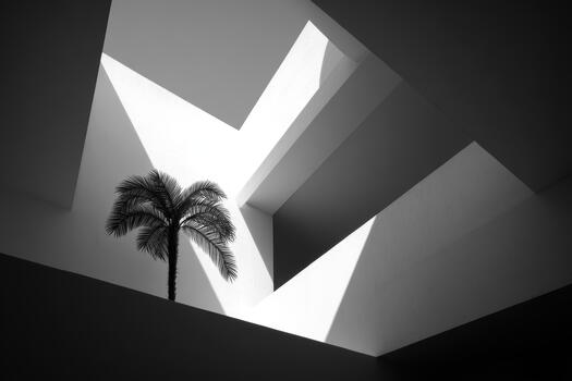 oscuridad y ligero destacando un palma árbol adentro foto