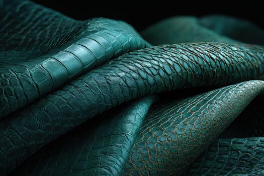 Textured green leather with fine details and shadows photo