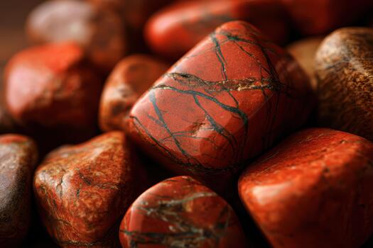 Beautiful red jasper stones with unique patterns photo