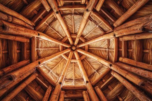 Exploring the intricate design of a thatched roof structure photo