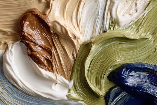 Colorful paint swirls create an abstract texture on canvas photo