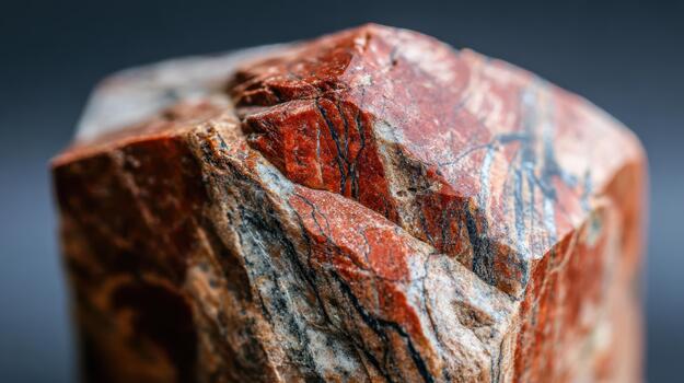 Polished red stone displaying unique patterns and textures photo