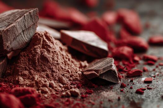 Dark chocolate and cocoa powder create a rich texture photo