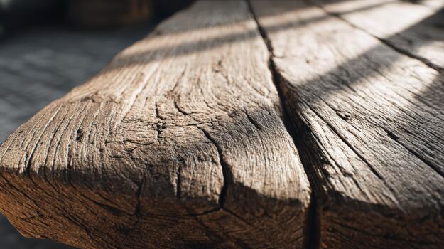 resistido de madera mesa superficie con intrincado textura foto