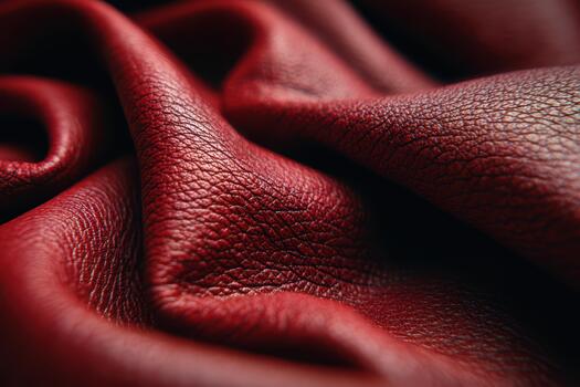 Textured red leather fabric with rich details and depth photo
