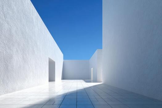 Modern architectural landscape with clear skies photo