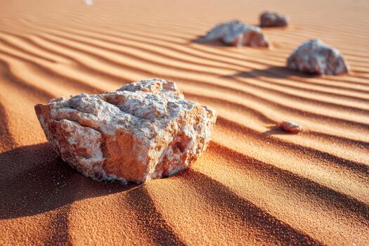 Rocks resting on the dunes under warm sunlight photo