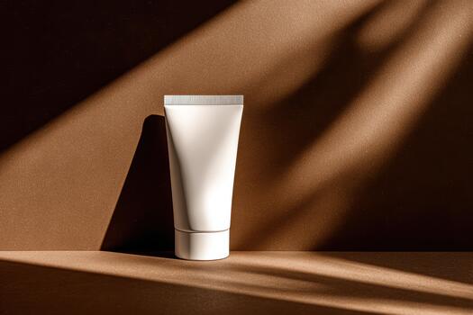 Elegant white tube on a brown background with shadows photo