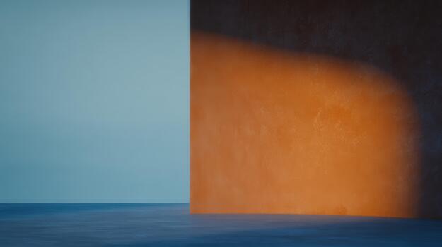 Vibrant colors of light and shadow in a minimal space photo