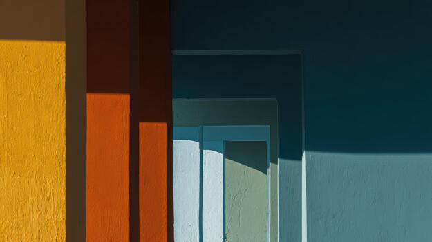 Vibrant colors and shadows in a modern architecture setting photo