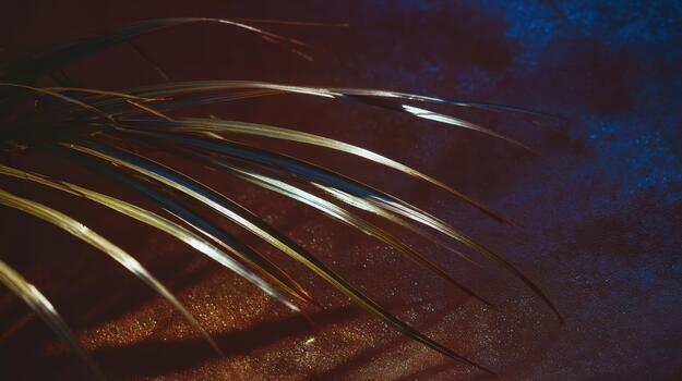 Calm scene with green leaves on colorful background photo