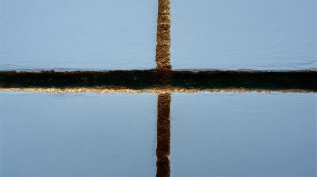 Unique patterns on a painted wall with distinct lines photo