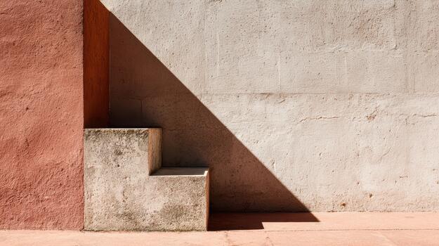 Unique stair design with shadow effects in warm colors photo