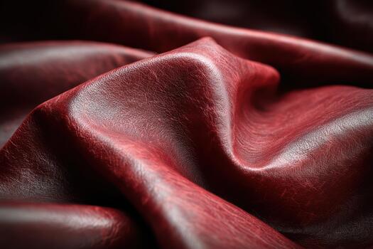 Rich red leather draped in soft folds and texture photo