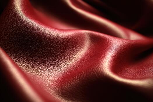 Rich red leather fabric with smooth texture and sheen photo