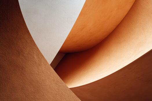 Architectural curves in warm tones create a serene space photo