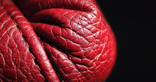 Close-up view of a red boxing glove on a dark background photo