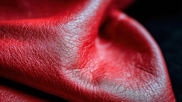 Rich red leather draping over a textured surface photo