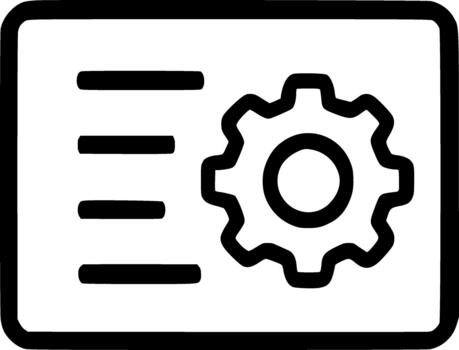 simple outline icon of a document and a gear representing technical documentation support tickets settings management or configuration vector