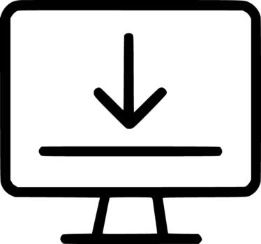 simple outline icon of a monitor with a download arrow perfect for file transfers software installation and online receiving graphics vector