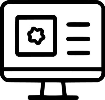 simple outline icon of a monitor displaying an image and text perfect for content website testing and media graphics vector