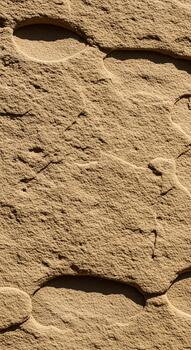 Close up view of a textured layered sandstone surface with natural earthy tones and rough irregular patterns photo