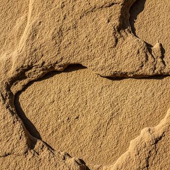 Close up view of weathered sandstone with intricate natural patterns and shadows highlighting its texture and geological formations photo