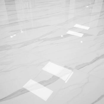 Abstract minimalist composition featuring bright white rectangular shapes on a textured gray background with subtle shadows and light reflections photo