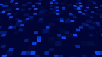 astratto buio blu sfondo con sparpagliato blu piazze la creazione di un' digitale modello effetto video