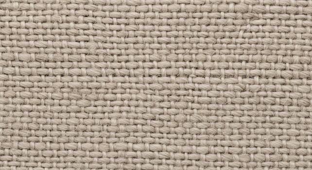 Close up view of a neutral beige woven fabric with a subtle textured pattern and visible threads photo