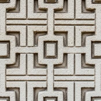 Intricate geometric lattice pattern with repeating square and linear motifs in a light neutral tone photo