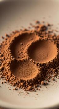 cerca arriba resumen ver de Rico cacao polvo ingeniosamente arreglado en un ligero de colores superficie creando un arremolinándose modelo foto