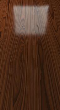 Close up view of a polished dark wood floor with a bright rectangular reflection highlighting the grain pattern photo