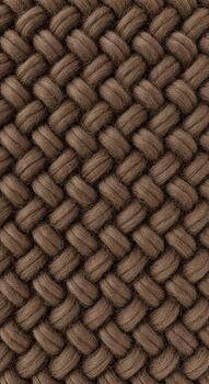 Close up view of a tightly woven brown rope or fabric texture with a repeating diagonal pattern creating a rustic feel photo
