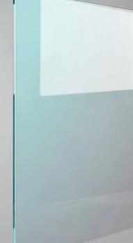 Abstract geometric background with soft pastel blue and white blocks creating a minimalist and clean visual composition photo