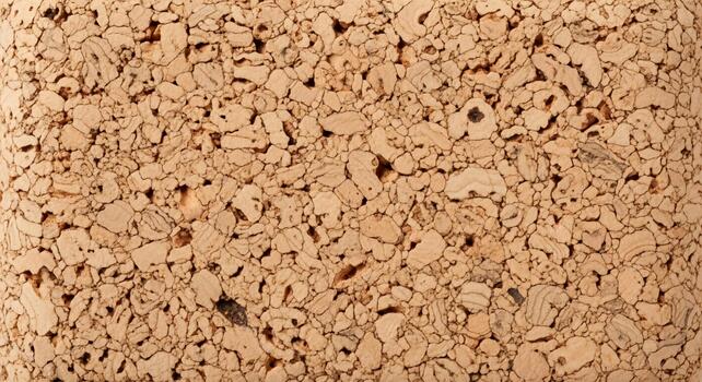 Close up texture of natural cork material with small granular particles and subtle variations in color photo